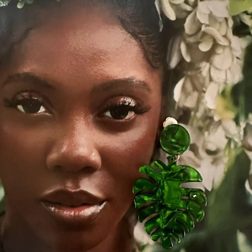 Green Leaf Clip-On Earrings